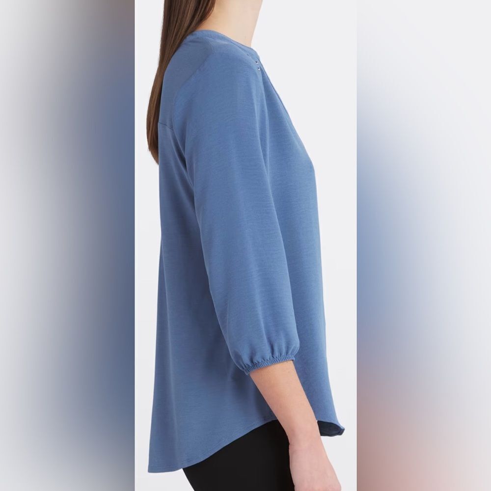 FORTUNE + IVY Cindy Button Detail Blouse Blue Medium NWT STITCH FIX - Picture 4 of 9